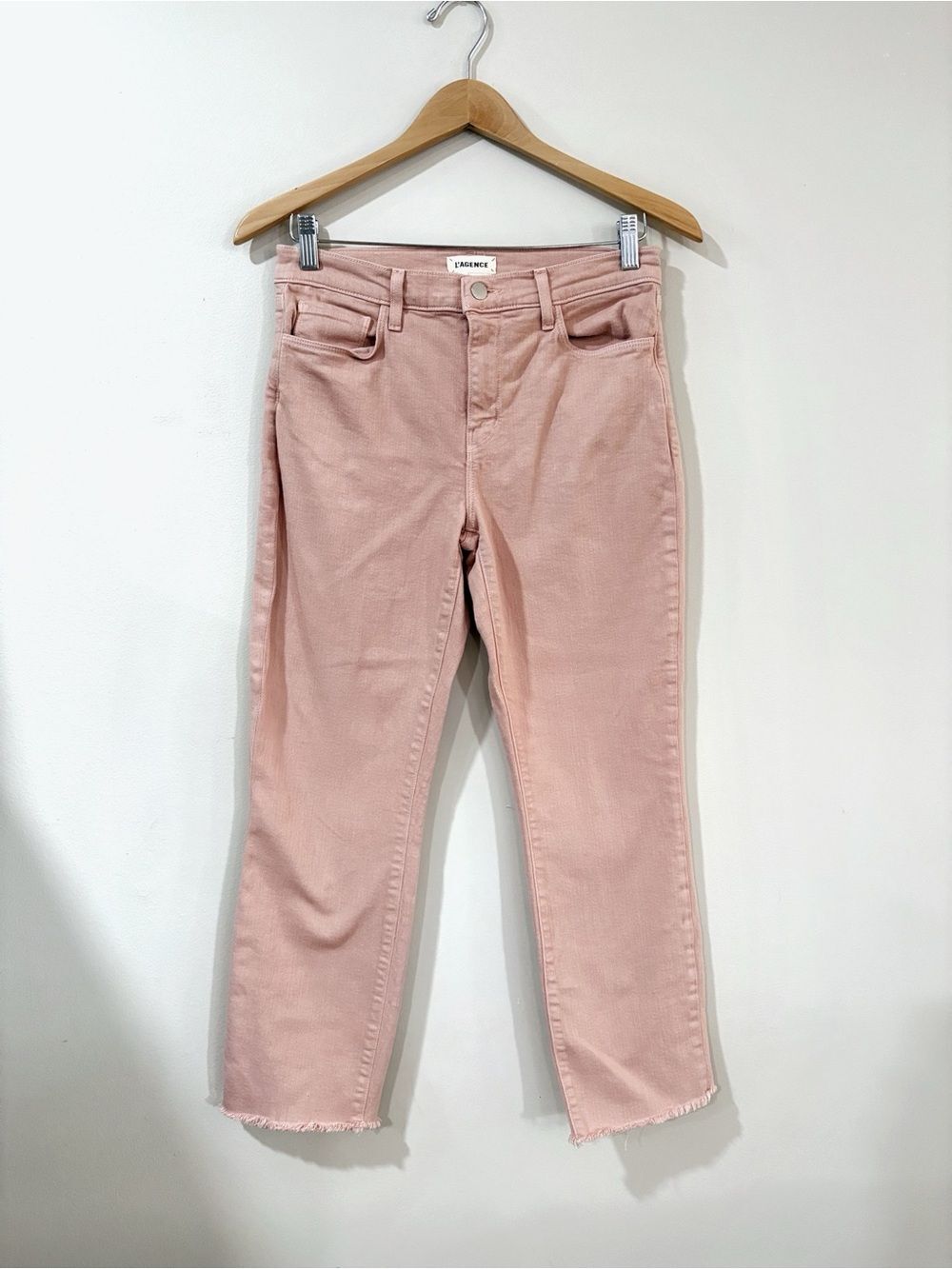 L'Agence Women 27 Blush Pink Raw Hem Cropped Jeans Casual Y2K Chic Coquette